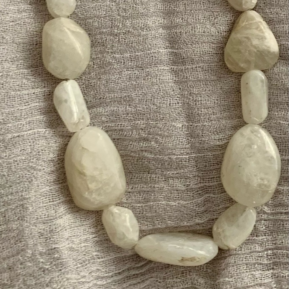 Large nugget white moonstone beaded necklace. On sale